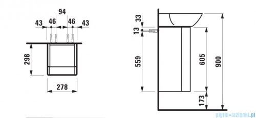 Laufen INO szafka pod umywalkę 27x29cm biały mat H4253010301701
