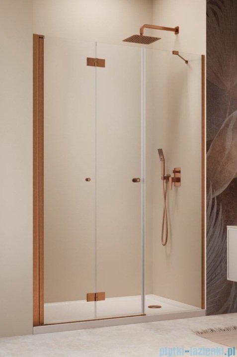 Radaway Nes Brushed Copper DWSB drzwi wnękowe 140cm W4 lewe szczotkowana miedź szkło przejrzyste 10044850-93-01L/10045550-01-01