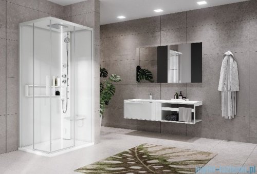 Novellini Glax 2 2.0 kabina z hydromasażem hydro plus 100x80 prawa total biała G22A108DM1L-1UU