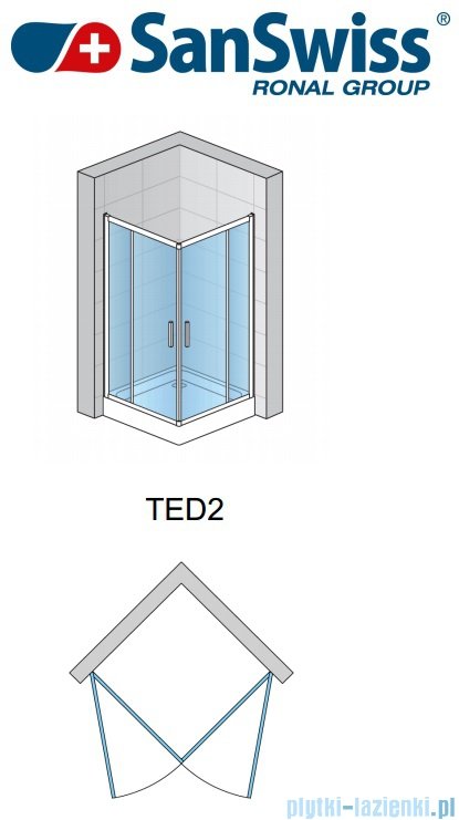 SanSwiss Top-Line Ted2 Wejście narożne 90cm profil srebrny Prawe TED2D09000107