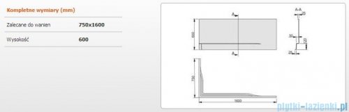 Sanplast Free Line obudowa do wanny prawa OWPLP/FREE 75x160cm biała 620-040-0280-01-000