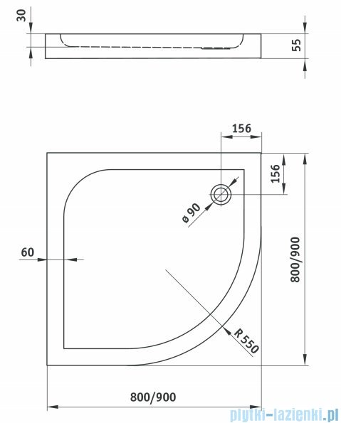 Deante Cubic brodzik półokrągły 80x80 biały KTK 052B