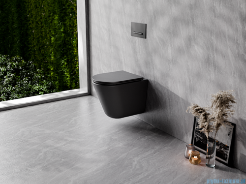 Besco Laax Ergo Matt Black miska WC wisząca + deska wolnoopadająca Laax Black czarny matt  #ZLAE-C-DLC