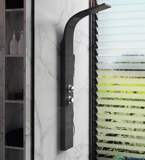 Corsan Alto panel prysznicowy z mieszaczem oraz oświetleniem LED Czarny A-017MLEDCZARNY