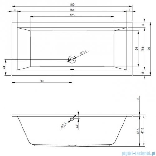 Riho Lugo wanna prostokąta 180x80cm z hydromasażem FLOW prawa B133010005