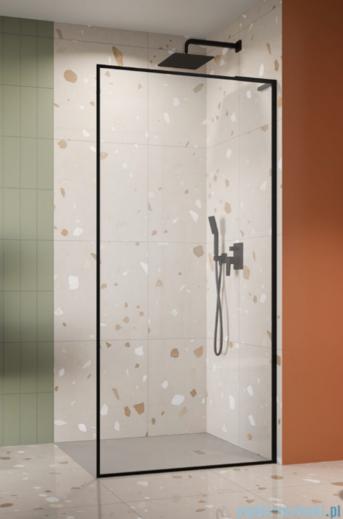 Radaway Modo F SL Black II kabina Walk-in 80x201,6cm prawa Czarna szkło przejrzyste 10419084-54-01R