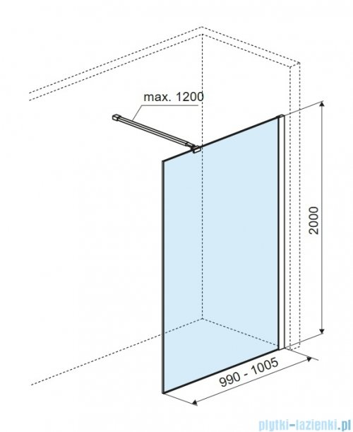 Excellent Vidoq Walk-in ścianka prysznicowa prosta 100x200 cm, chrom KAEX.1506.1000.LP.CR