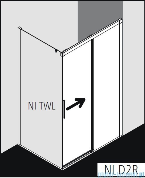 Kermi Nica drzwi przesuwne 2-częściowe z polem stałym prawe 100 cm NID2R10020VPK