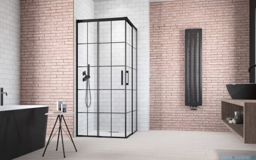 Radaway Idea Black Kdd Factory kabina prysznicowa 120x120cm czarny mat/szkło przejrzyste 387064-54-55L/387064-54-55R
