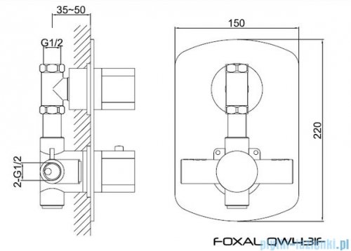 Kohlman Foxal termostatyczna podtynkowa bateria prysznicowa QW431F