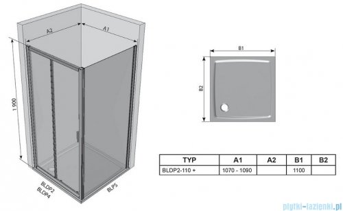 Ravak Blix BLDP2 drzwi prysznicowe 110cm białe transparent Anticalc 0PVD0100Z1