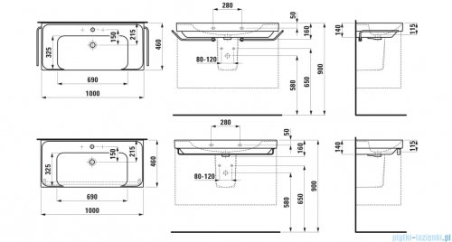 Laufen Meda umywalka ścienna 100x46cm czarny mat H8101197161041