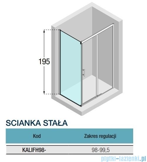 Novellini Kali FH ścianka boczna 100cm profile czarne KALIFH98-1H