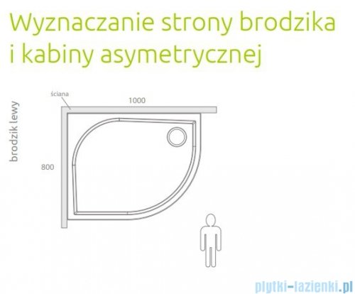 Radaway Korfu E Brodzik półokrągły 100x80 lewy bez obudowy 4E81400-03BL 