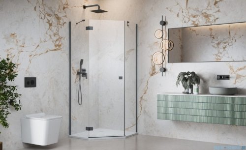 Radaway Essenza 8 Brushed GunMetal Ptj kabina pięciokątna 90x80cm lewa szczotkowany grafit 10490000-92-01L/10490600-01-01
