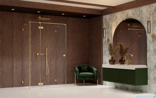 Radaway Essenza Pro Brushed Gold Kdj+S kabina 100x80x100cm lewa szczotkowane złoto 10097380-99-01L/10098100-01-01/10098100-01-01
