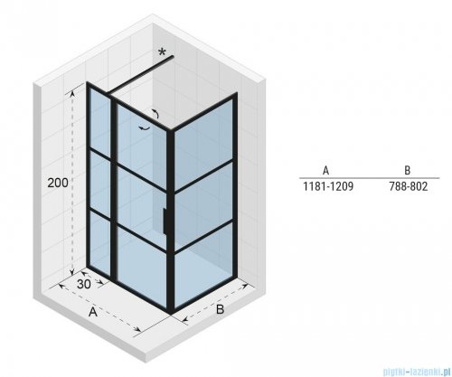 Riho Grid GB203 kabina prysznicowa 120x80cm czarna G004019121