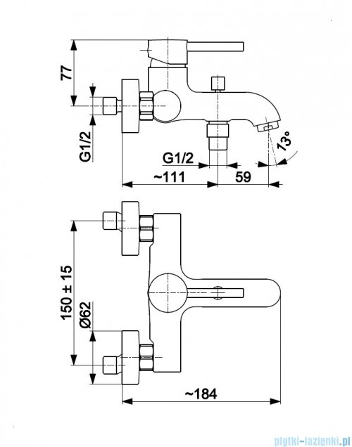 KFA MOZA ROSE GOLD bateria wannowa miedź szczotkowana 5034-010-34