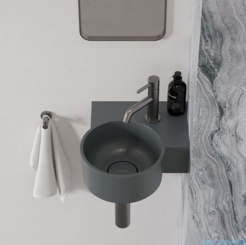 Omnires Ovo M+ umywalka nablatowa/wisząca prawa 33x34 cm ash grey mat OVO335UWPAG