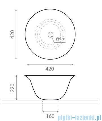 Bathco Nordic umywalka nablatowa 42cm 4062