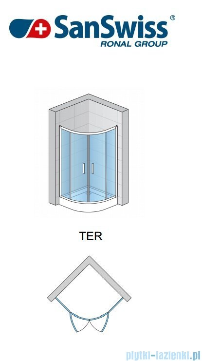 SanSwiss Top-Line Ter Kabina półokrągła 90cm profil srebrny TER550900107