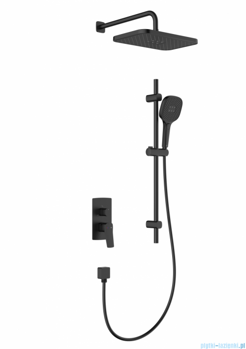 KFA MALAGA BLACK podtynkowy zestaw prysznicowy z baterią 3 funkcyjną i natryskiem przesuwnym czarny 4529-301-81