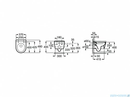 Roca Inspira Round Compacto Rimless miska wc podwieszana Perłowy A346528630