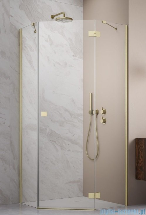 Radaway Essenza 8 Brushed Gold Ptj kabina pięciokątna 80x90cm prawa szczotkowane złoto 10490000-99-01R/10490400-01-01