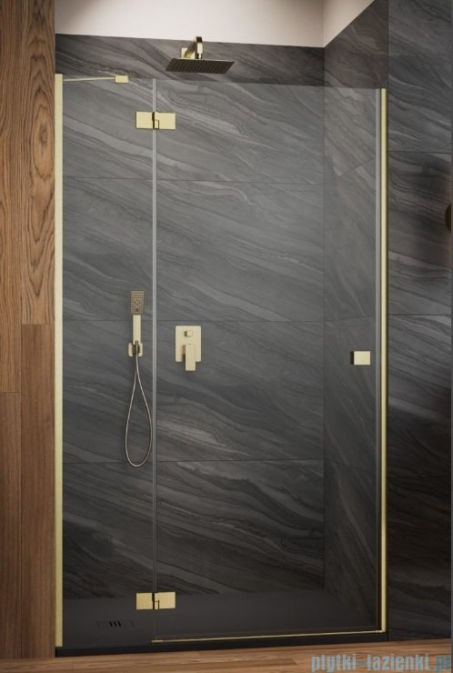 Radaway Essenza Brushed Gold Dwj drzwi wnękowe 130cm lewe szczotkowane złoto/szkło przejrzyste 1385017-99-01L