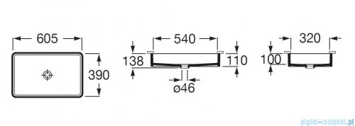 Roca Square FINECERAMIC Umywalka 60x39cm podblatowa biała SUPRAGLAZE A327535S00