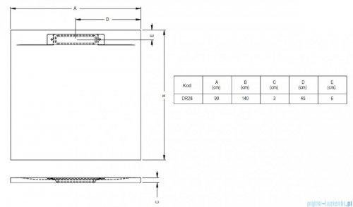Riho Isola brodzik posadzkowy 140x90 biały mat D007017105