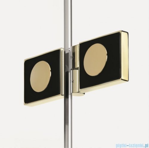 New Trendy New Soleo Light Gold 80x120x195 cm kabina lewa drzwi składane pojedyncze wspornik skośny złoty jasny połysk/szkło przejrzyste  K-1906