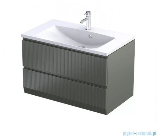 Oristo Brylant szafka podumywalkowa ryflowana wisząca 80x50x45 oliwkowy mat OR36-SD2S-80-17R