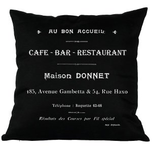 Poduszka French Home - Cafe Bar - czarna