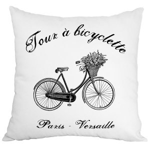 Poduszka French Home - Bicyclette - biała