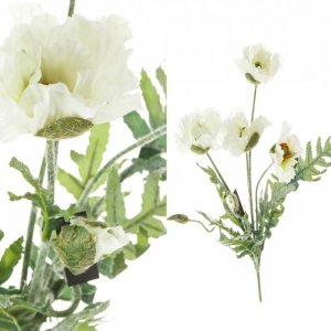 Roślina sztuczna - białe maki bukiet 5 kwiatów_Aluro