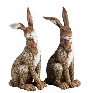 Zające dekoracyjne - komplet 2 szt. wys. 21 cm
