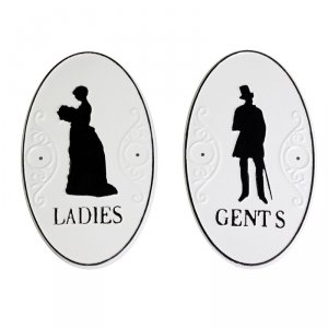 Tabliczki na drzwi do toalety Ladies Gents Chic Antique - komplet 2 szt. - SZYBKA WYSYŁKA