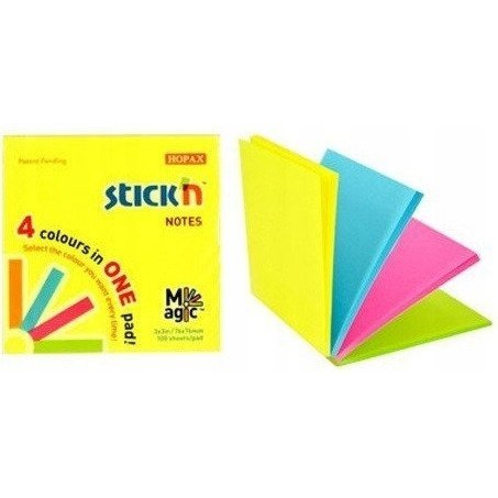 Bloczek STICK&quot;N MAGIC PAD 76x76mm neon mix kolorów 21571
