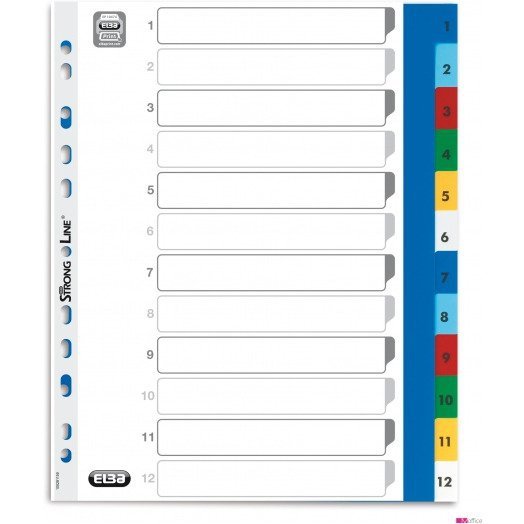 Przekładki A4 MAXI 1-12 kolor PP numeryczne OXFORD 100204813