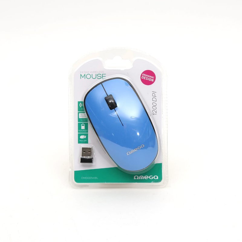Mysz OMEGA bezprzewodowa optyczna 1200dpi USB niebieska (42862)