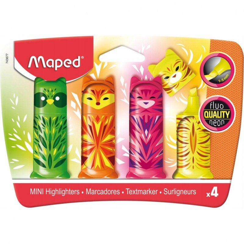 Zakreślacz Fluo Peps pocket mini friends mix 4 kolorów 743677