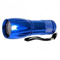 LED Flashlight, 9xLED, 3xAAA, metalowa, niebieska