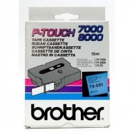 Brother oryginalna taśma do drukarek etykiet, Brother, TX-551, czarny druk/niebieski podkład, laminowane, 8m, 24mm
