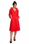 B245 Sukienka rozkloszowana z kapturem - czerwona