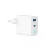 GEMBIRD 2-PORTOWA SZYBKA ŁADOWARKA SIECIOWA GAN (PD) USB (A+C), 45W, LED, BIAŁA