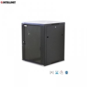Szafa wisząca, zmontowana Intellinet 6U, 600x450, Rack 19, szklane drzwi, czarna