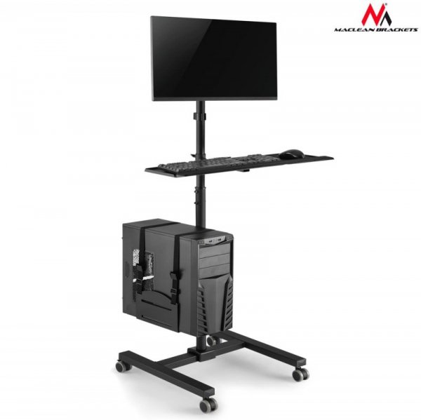 Stand, wózek, mobilne stanowisko komputerowe na kółkach Maclean MC-793 max 20kg max 17&quot;-32&quot; VESA: 75x75,100x100