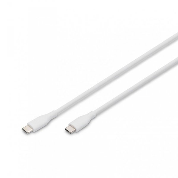Kabel zasilający DIGITUS silikonowy USB-C - USB-C, USB 2.0 60W, 0,5m biały