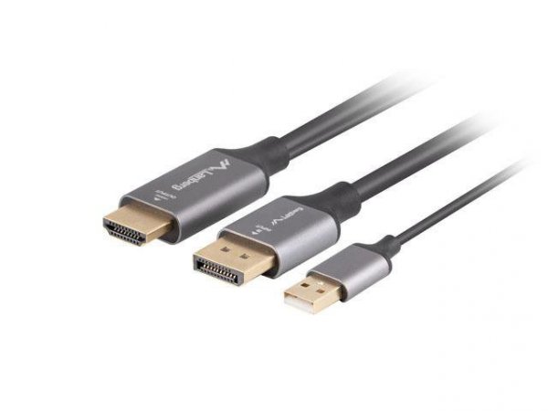 Kabel adapter Lanberg HDMI (M) -&gt; Displayport (M) 1M 4K czarny